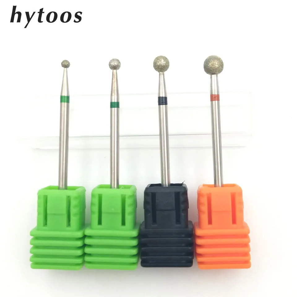 HYTOOS 2.3-5.0mm Ball Diamond Nail Drill Bit Cuticle Clean Manicure Cutters Rotary Burr Drill Accessories Nail Beauty Tool Mill