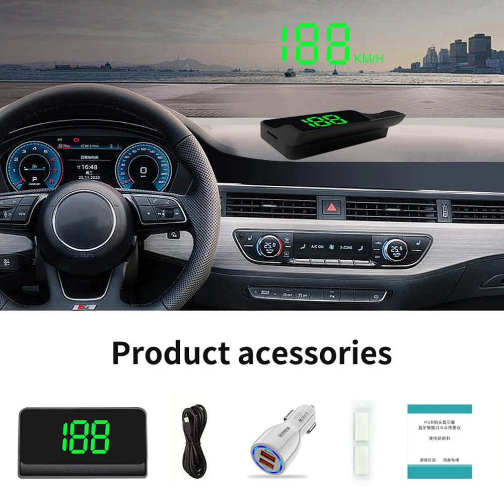 Newest Windshield Speed Projector LED Display GPS HUD Speedometer Plug and Play Big Font Car Electronics Accessories for All Car