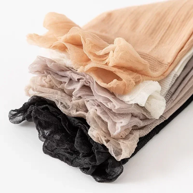 Pairs lot Veet Frilly Ruffle Socks Women Ultra thin Transparent Lace Retro Summer Haruku Long Stocking Hollow Out Sox 5