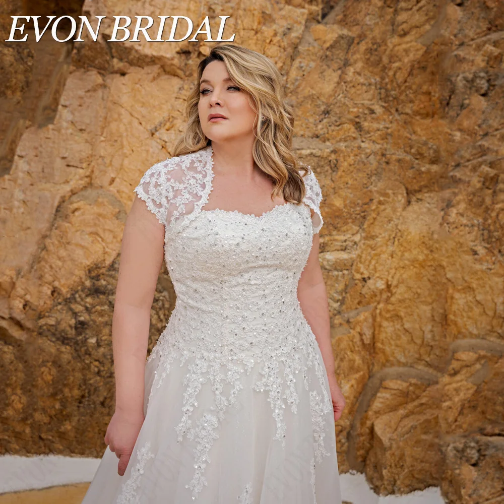EVON BRIDAL Exquisite Wedding Dresses Plus Size Sweetheart Lace Up Bride Gowns A-Line Light Champagne Applique vestidos de novia