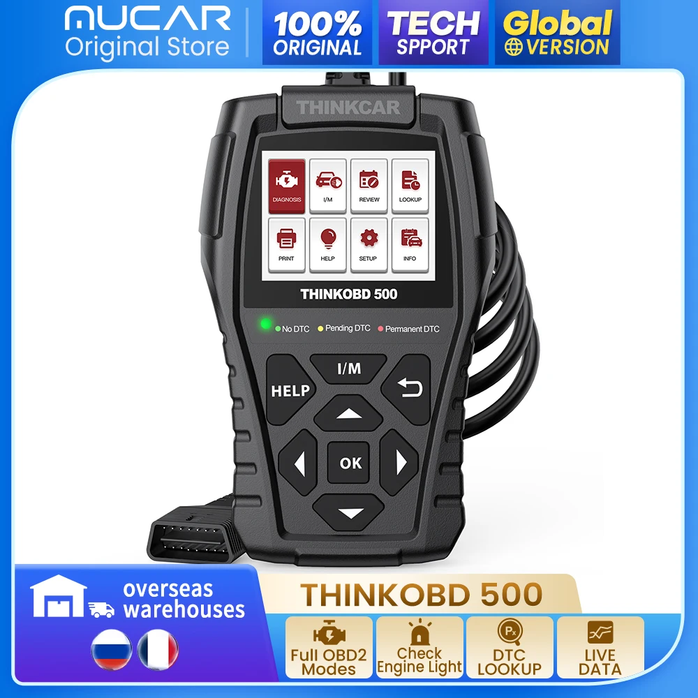 THINKOBD 500 OBD2 Scanner Auto diagnostic tool scan tools Engine Light full OBDII functions code reader DTC Lookup VIN update