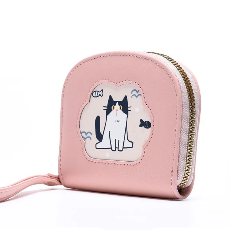 New Cute Cat Wallet Card Bag Portable Handheld Short Wallet Zip Coin Purse Women's Clutch Purse Wallet