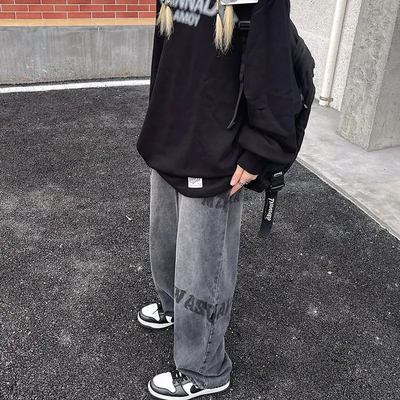 High Street Jeans Straight Leg Loose Flare Pants Trousers For Men Mens Designer Clothes Y2k Men's Cargo Style Pant Male Man Wide