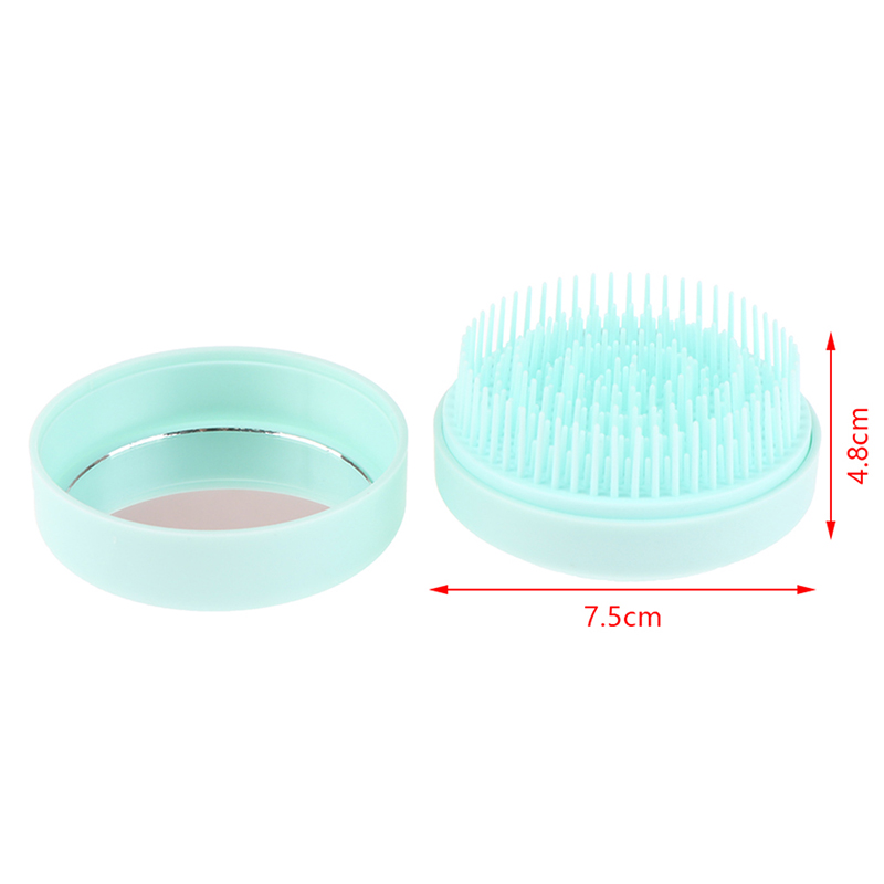 2in1 Creative New Product Portable Round Travel Massage Folding Comb Girl Hair Brush With Mirror Mini Pocket Mirror Styling Tool