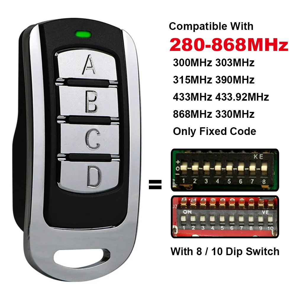 For 300MHz 303MHz 315MHz 330MHz 433MHz 433.92MHz 868MHz Fixed Code 8 / 10 DIP Switch Garage Door / Gate Remote Control