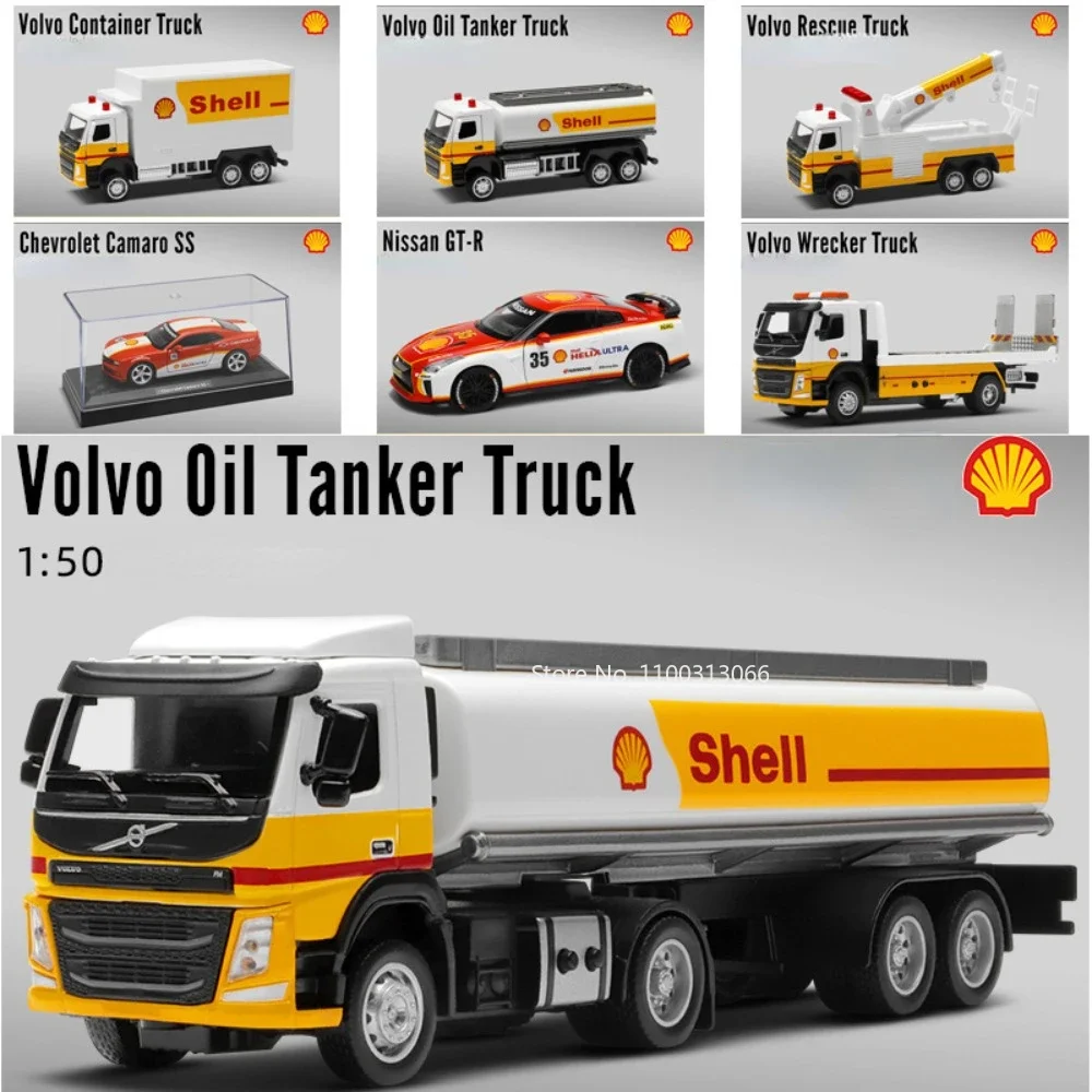VOLVO Oil Tanker Truck Trailer Alloy Car Model Shell Theme Series Engineering Vehicles Sound Light Model Truck for Boy Toy