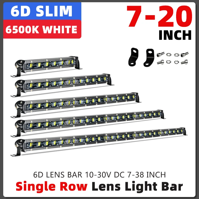 Car Led Light Car Spotlight 6D Lens Slim Small Single Row Long Strip Light Car Work Light Dome Light