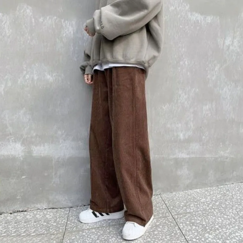 Deeptown Vintage Corduroy Pants Women Japanese Y2k Brown Sweatpants Loose Harajuku Pink Oversized Trousers Autumn Casual Korean
