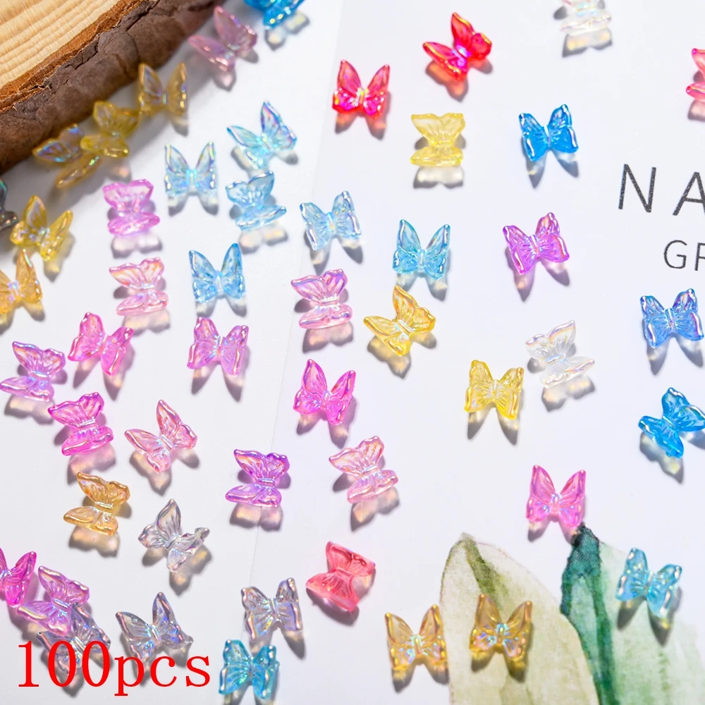 100/50pcs Kawaii Resin Nail Art Charm Rose/Bow/Butterfly/Hollow Love Pearl Rhinestone Jewelry DIY Manicure Professional Supplies