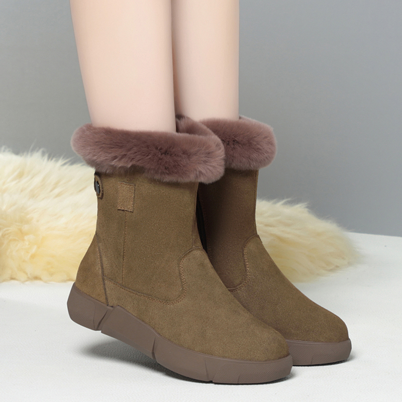 AIYUQI Snow Boots Women Fur 2024 Winter New Genuine Leather Women Winter Boots Wool Warm Non-slip Women booties