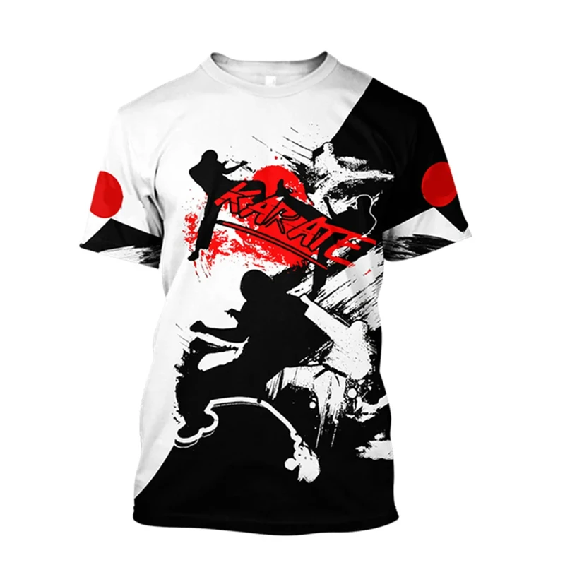 Men Kungfu Training Clothing Karate Fistfight Haruku Print s T Shirt Casual O neck Oversized Short Sleeve Women Sportwear 5