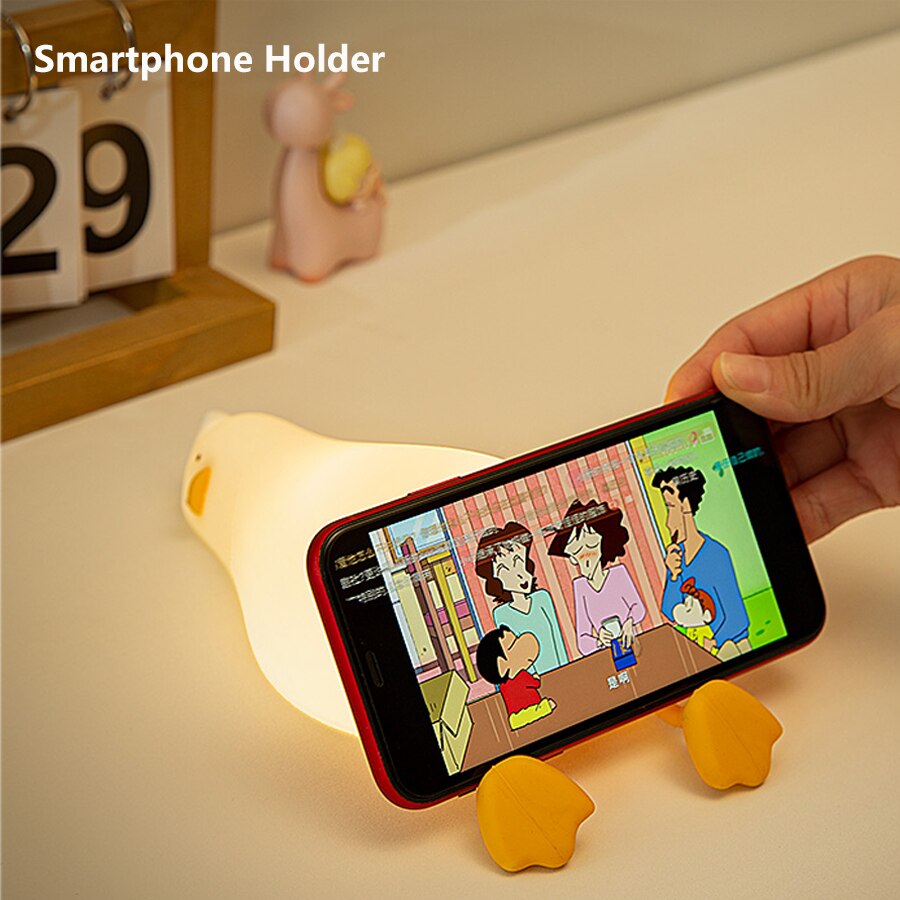 Silicone Duck LED Night Lights Rechargeable Children Clap Nightlights Baby Birthday Gift Touch Sensor Bedroom Decor Bedside Lamp