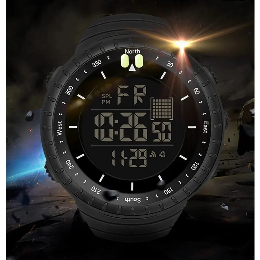 SYNOKE Outdoor Sports Multifunctional Waterproof Shock Resistant Large Screen Display Luminous LED Digital Watch For Men