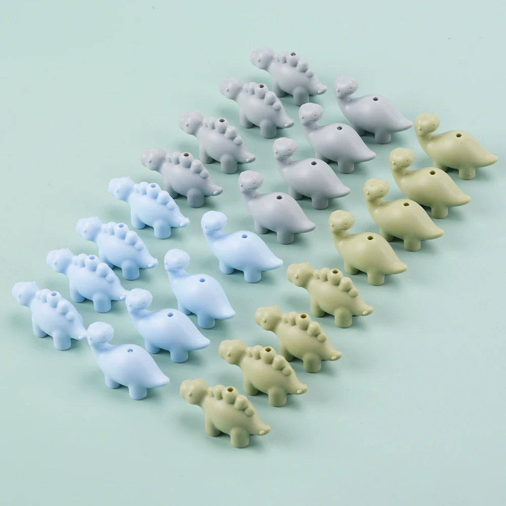 LOFCA 24Pcs Mini Dinosaur silicone bead jewelry Making DIY pacifier Chain bracelet Necklace Jewelry accessories Baby toys