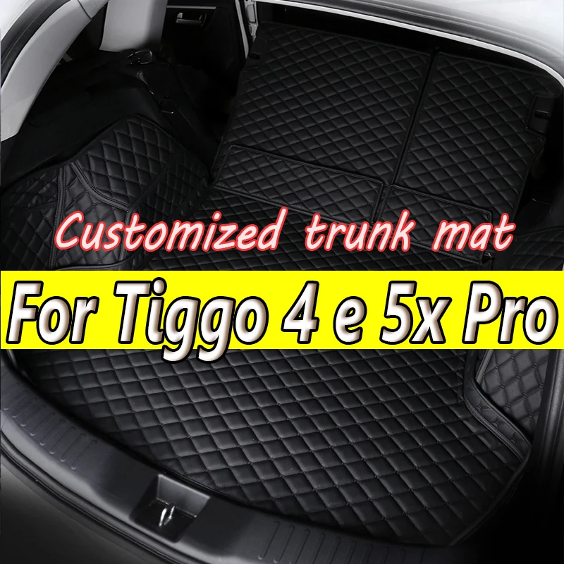 Leather Car Trunk Mats Cargo for Chery Tiggo 4 e 5x Pro DR 5.0 2023 2022 2021 rear boot Carpet Pad Cover Accessories Catpet