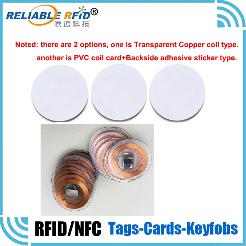 10PCS 25mm 125Khz RFID Tags T5577 Writable Stickers Proximity Cards Rewritable Backside sticker Adhesive card For RFID Copier
