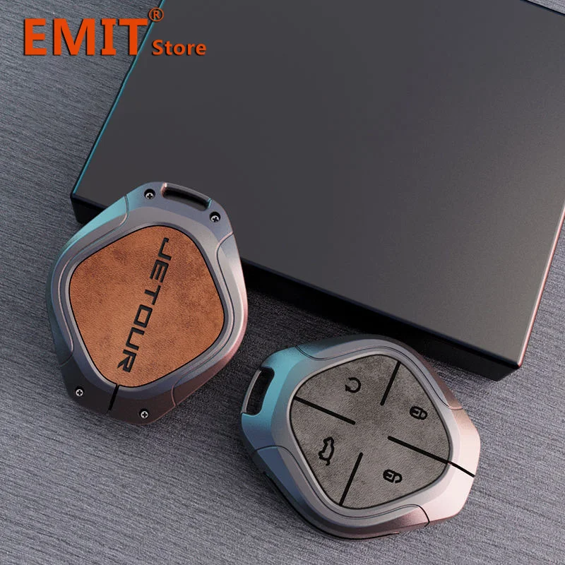 Zinc Alloy + Leather Cover Fit for Chery Jetour Dashing IDM I-DM X-1 Plus Car Key Full Case Shell Bag Metal Buckle Accessories
