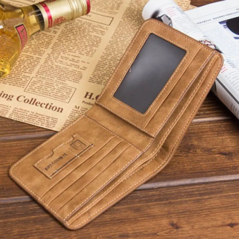 Portafoglio da uomo pieghevole in pelle porta carte di credito portafoglio in pelle da allattamento Casual alla moda portafoglio alla moda