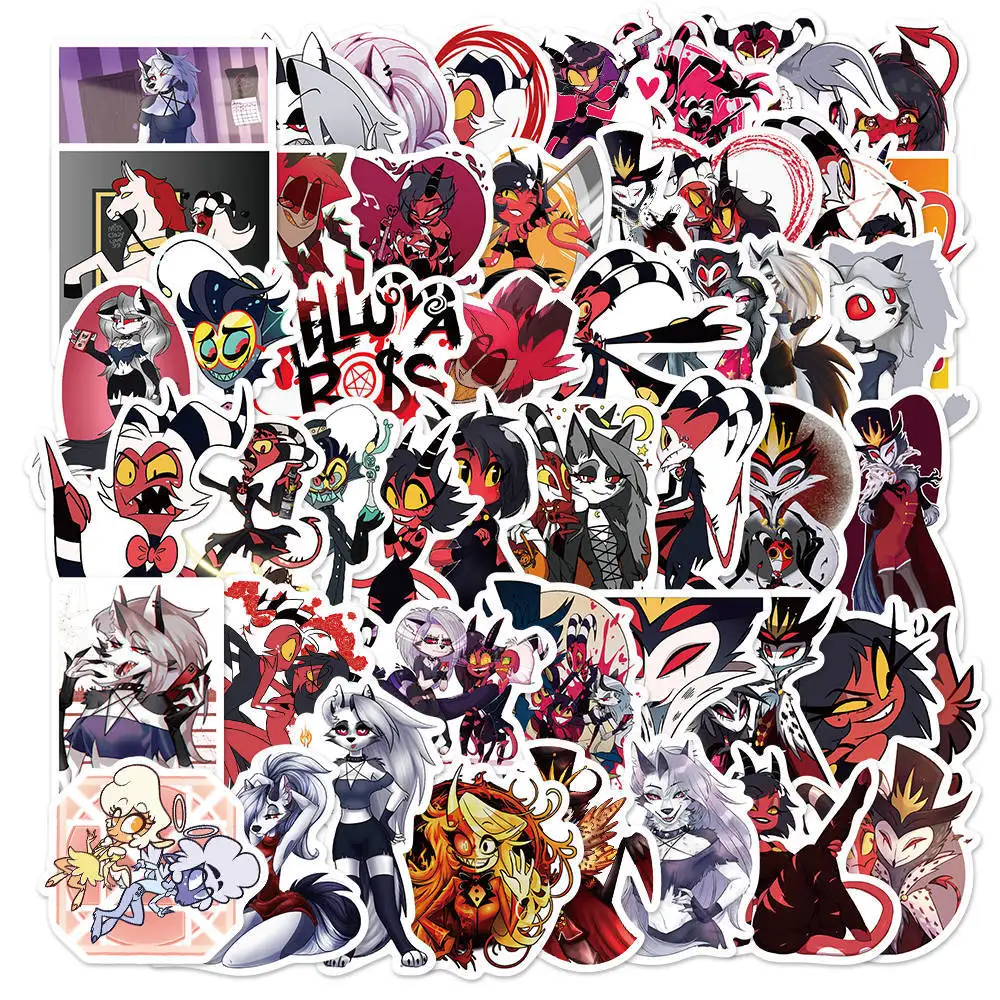 100Pcs American Anime Helluva Boss Stickers For Kids Laptop DIY Guitar Motorcycle Luggage Skateboard Cool Decal Phone