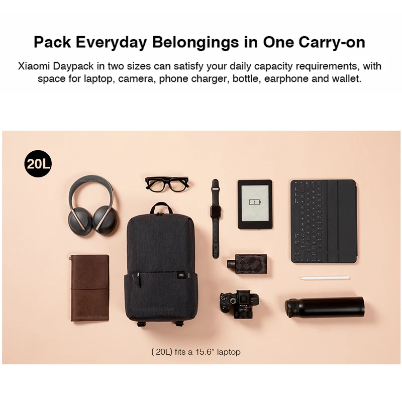 Original Xiaomi 20L Backpack Mi Back pack Men Women Sports Waterproof Colorful Unisex Bag For 15.6 Inch Casual School Bag