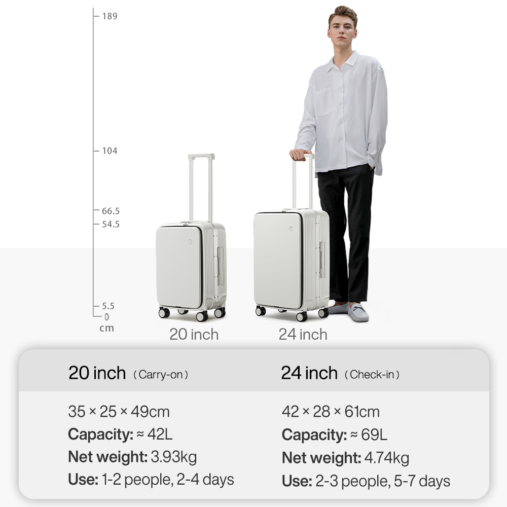 Mixi NEW Aluminum Frame Suitcase Carry On Rolling Lage with USB Port Boarding Cabin Cup and Phone Holder Inch