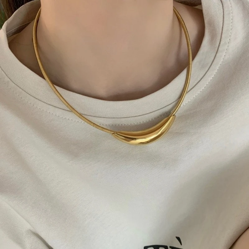 Modern Jewelry One Layer Metallic Wire Geometric Pendant Choker Necklace For Women Girl Party Gift Hot Sale Accessiries