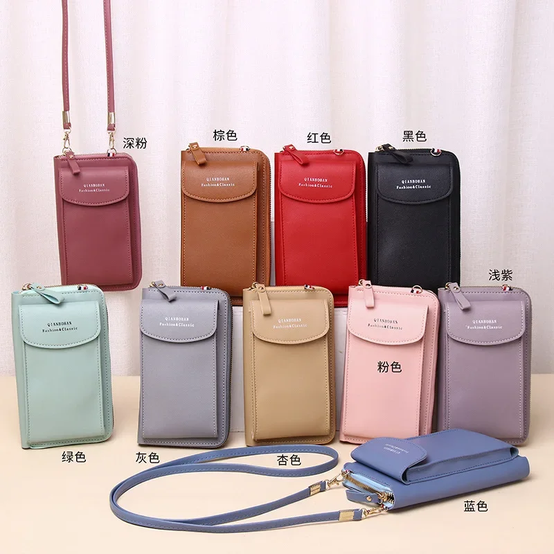 Women's Wallet Shoulder Mini Leather Bags Straps Mobile Phone Big Card Holders Wallet Handbag Money Pockets Girls Small Bags