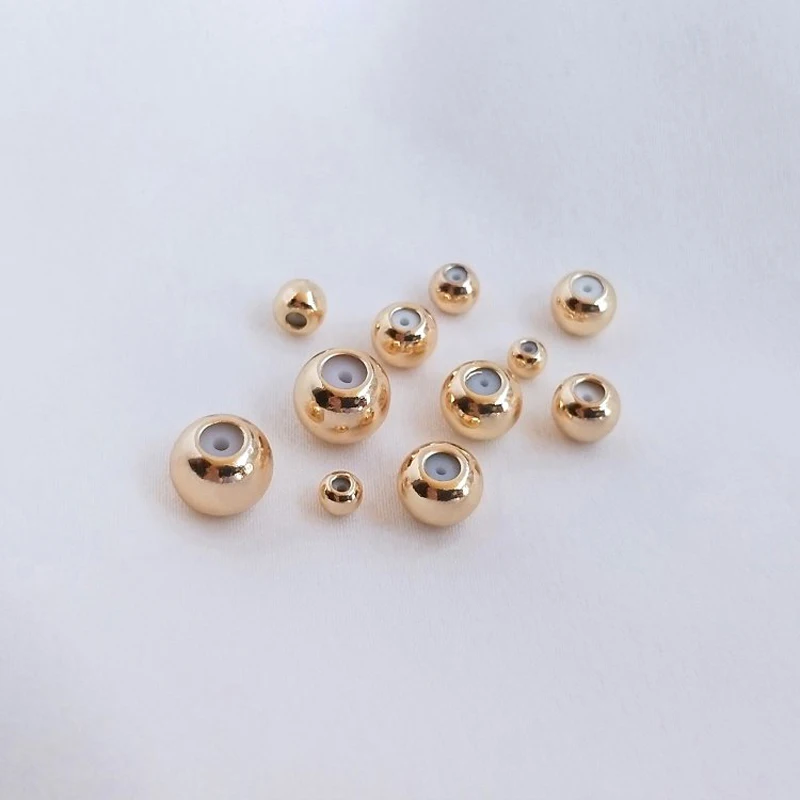10PCS 14K Gold Filled Silicone Stopper Adjustment Bead DIY Handmade Jewelry With Hanging Spacer Bead Positioning Bead Material