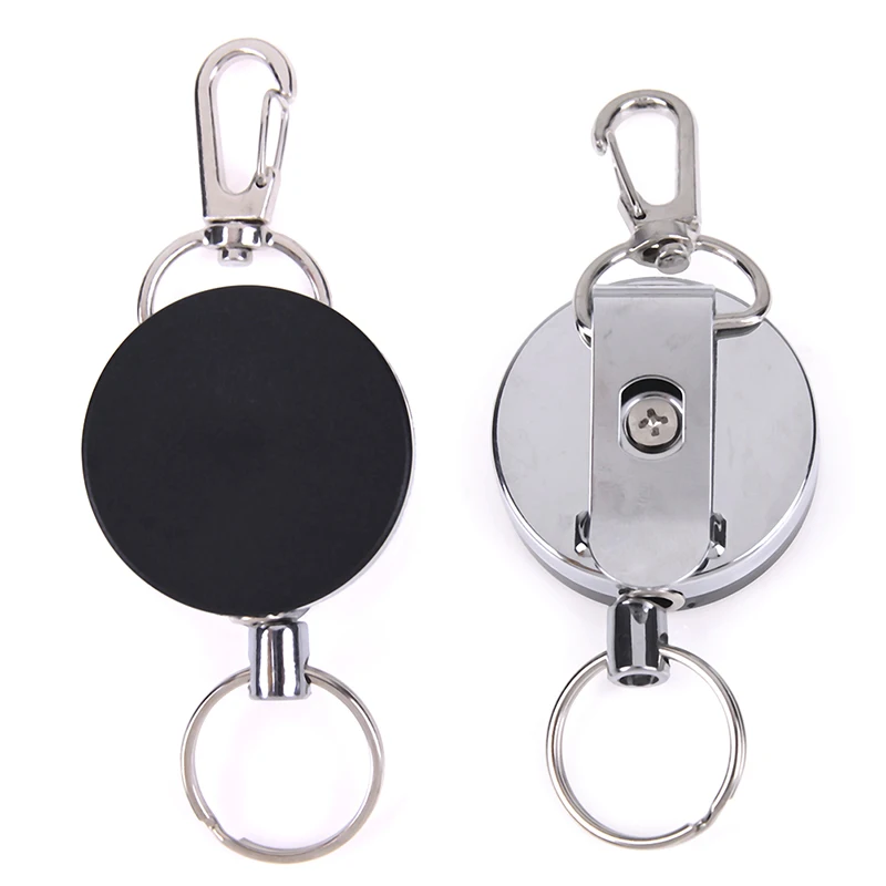 Retractable Pull Key Ring Chain Reel ID Lanyard Name Tag Card Badge Holder Reel Extendable Belt Key Ring Clip