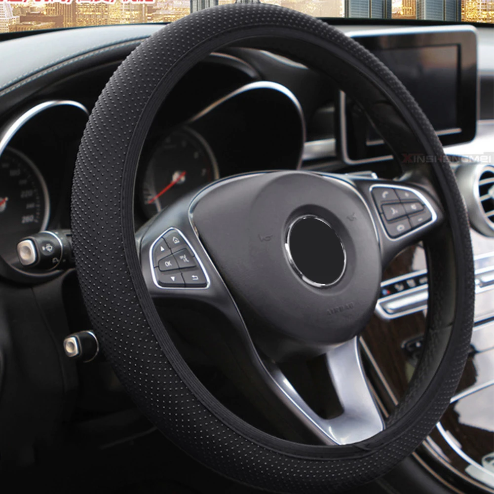 cm Car Decor Steering Wheel Cover Interior Parts Protector Replacement Universal Knitted fabric styling Anti Slip covers 5