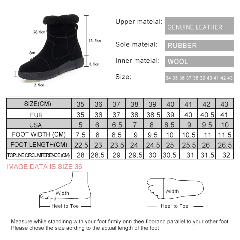 AIYUQI Snow Boots Women Fur 2024 Winter New Genuine Leather Women Winter Boots Wool Warm Non-slip Women booties