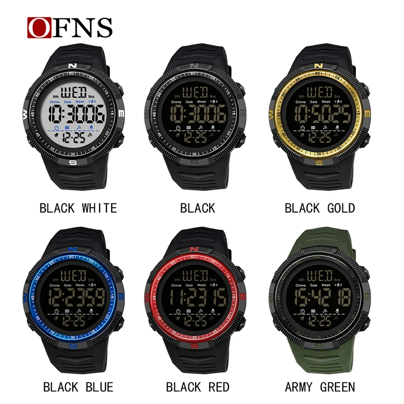 OFNS Luxury Brand Digital Watch Men 50M Waterproof Sport Watches Military LED Light Stopwatch Clock Electronic Reloj Hombre
