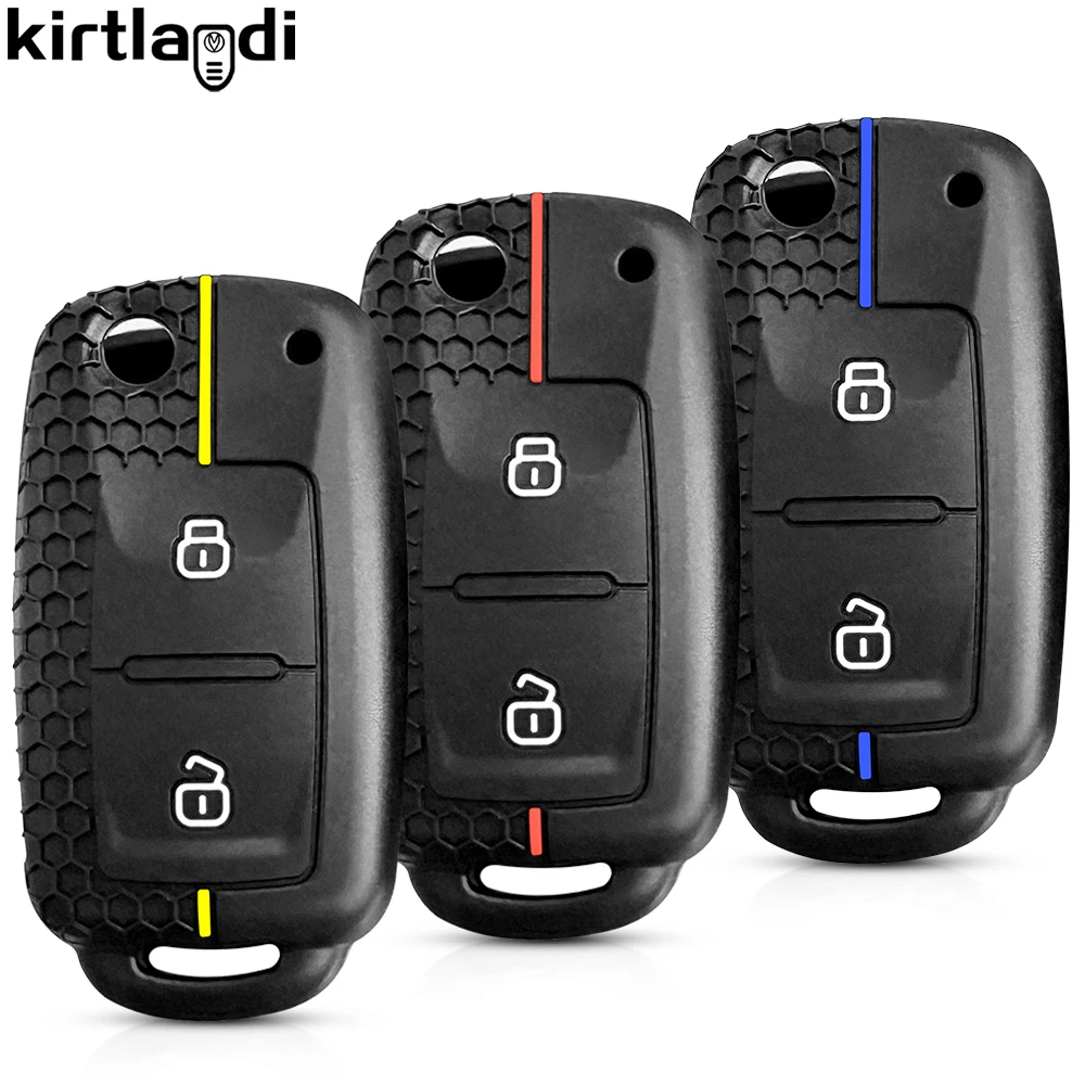 Silicone Key Case Cover For VW Passat Golf 4 5 6 Polo T5 Caravelle Touran Skoda Octavia Fabia Seat Toledo Ligier JS 50 Sport