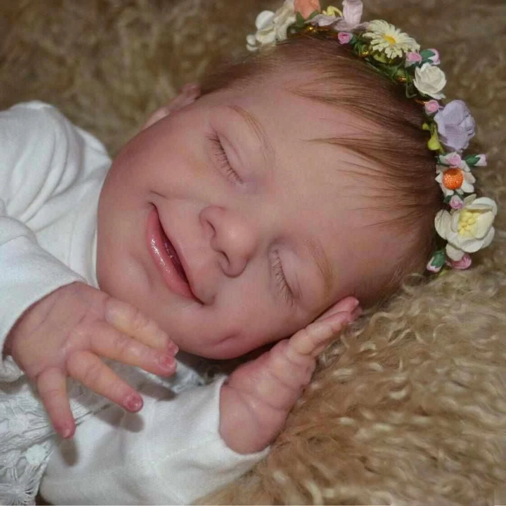 18 Inch April Full Body Soft Silicone Vinyl Reborn Girl Baby Can Take Bath Bebe Newborn Doll Rooted Or Painted Hair For Choose