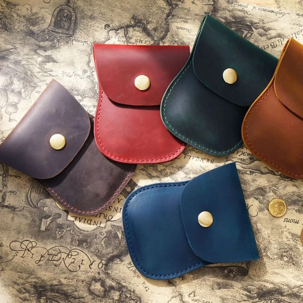 Retro Mini Designer PU Leather Men Coin Purse Handmade Men Wallet Coin Bag Card Purse Change Purse Cowhide Coin Sports Accessory