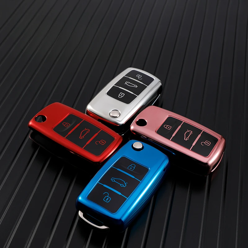 Auto Tpu Car Key Case Cover for VW Volkswagen Polo Tiguan Passat B5 B6 B7 Golf 4 5 6 MK6 Jetta Lavida for Skoda Octavia