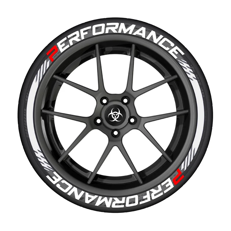 8 PCS For 4 Tire PERFORMANCE Tire Wheel Car Stickers Universal 3D Thick Auto Letters Decals In-One-Piece Car Tire Decor Stickers