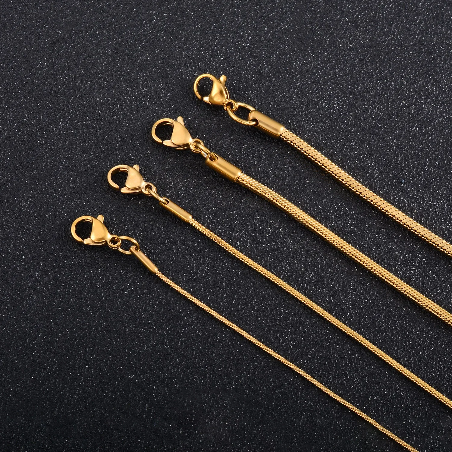 Yadreva Square Snake Chain Long Stainless Steel Simple Necklace Metal Jewelry 5