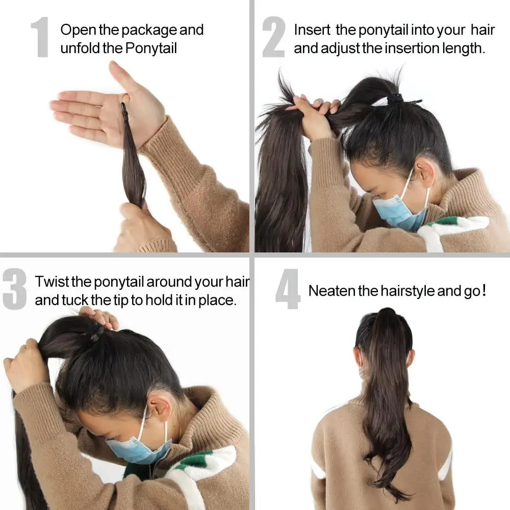 HAIRCUBE 25inch Synthetic Long Flexible Wrap Around Ponytail Platinum Natural Wave Cosplay Pony Tail Hair Extensions for Women