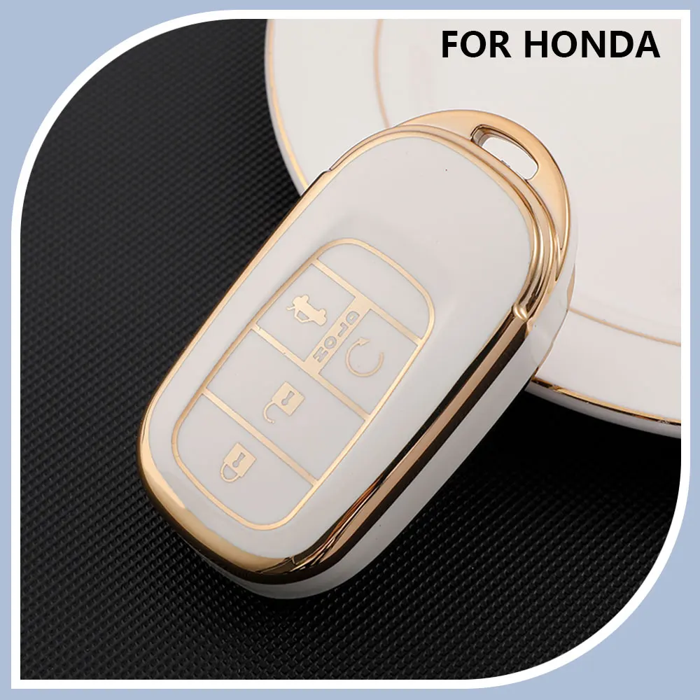 TPU Gold Edge Car Remote 5 Buttons Key Case Cover for Honda Civic Accord HR-V CR-V CRV Hrv 2022 2023 Fob Shell Accessories