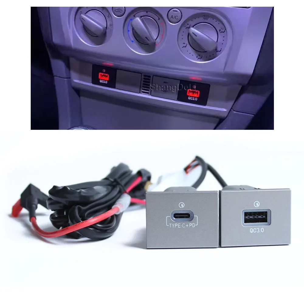 12V/24V Car Phone Charger Socket Double QC3.0 Type C PD USB Charging Port Power Adapter For Ford Focus 2004-2011 mk2 Accessories