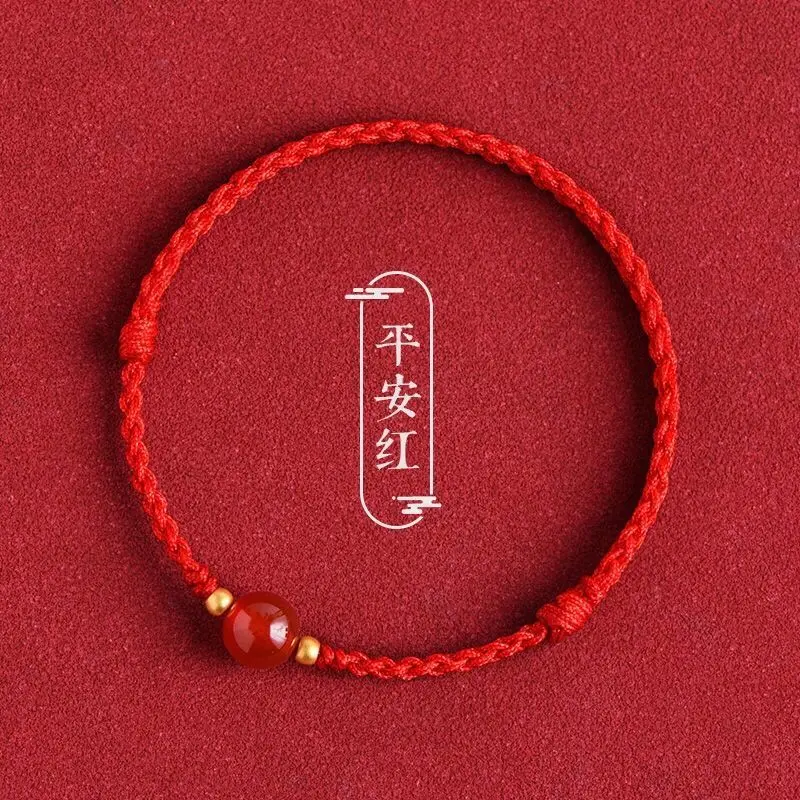Trendy Vintage Chinese Style Agate Charm Bracelet for Women Ethnic Handmade Red Rope Accessories Gifts Wholesale