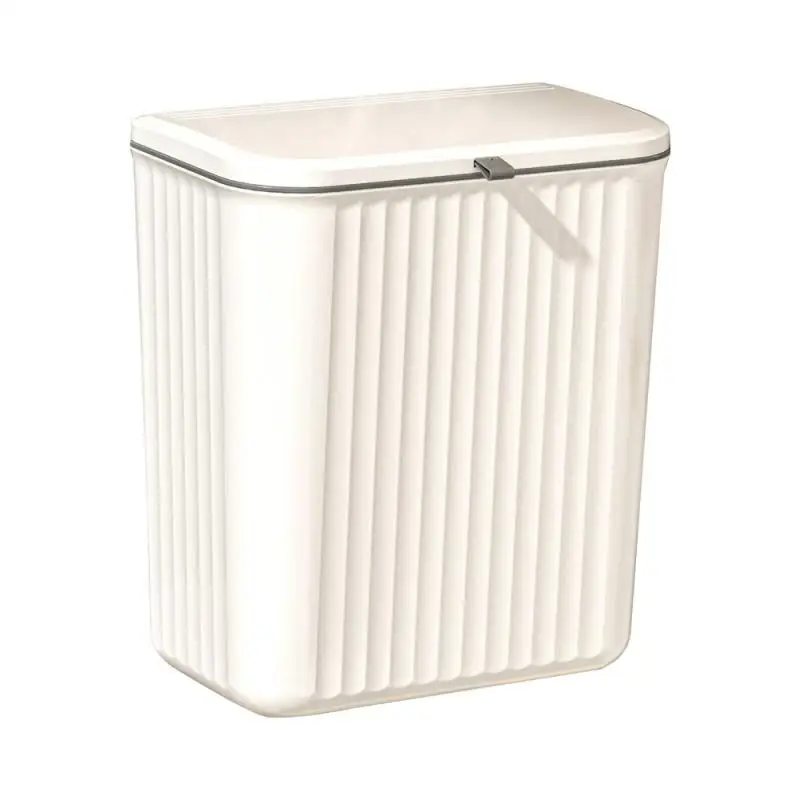 8/12L Bathroom Trash Can With Lid Kitchen Wall Mounted Waste Bin Large Capacity Recycling Garbage Basket Hanging Trash Bins