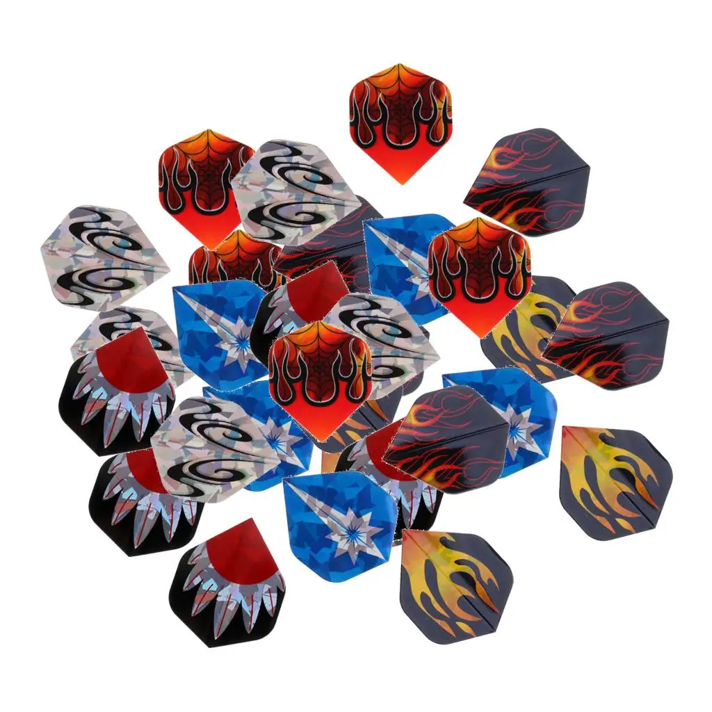 30 Pcs Premium Durable Dart Flights Standard Shape Fletches Extra Strong Replacement Accessories for Steel / Soft Tip Darts