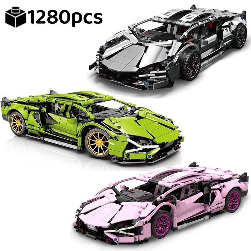 Technical Super Sports Car Lamborghinied Sian Motor Control Building Blocks MOC 42115 City Speed Vehicle Bricks Toys Kid Gift