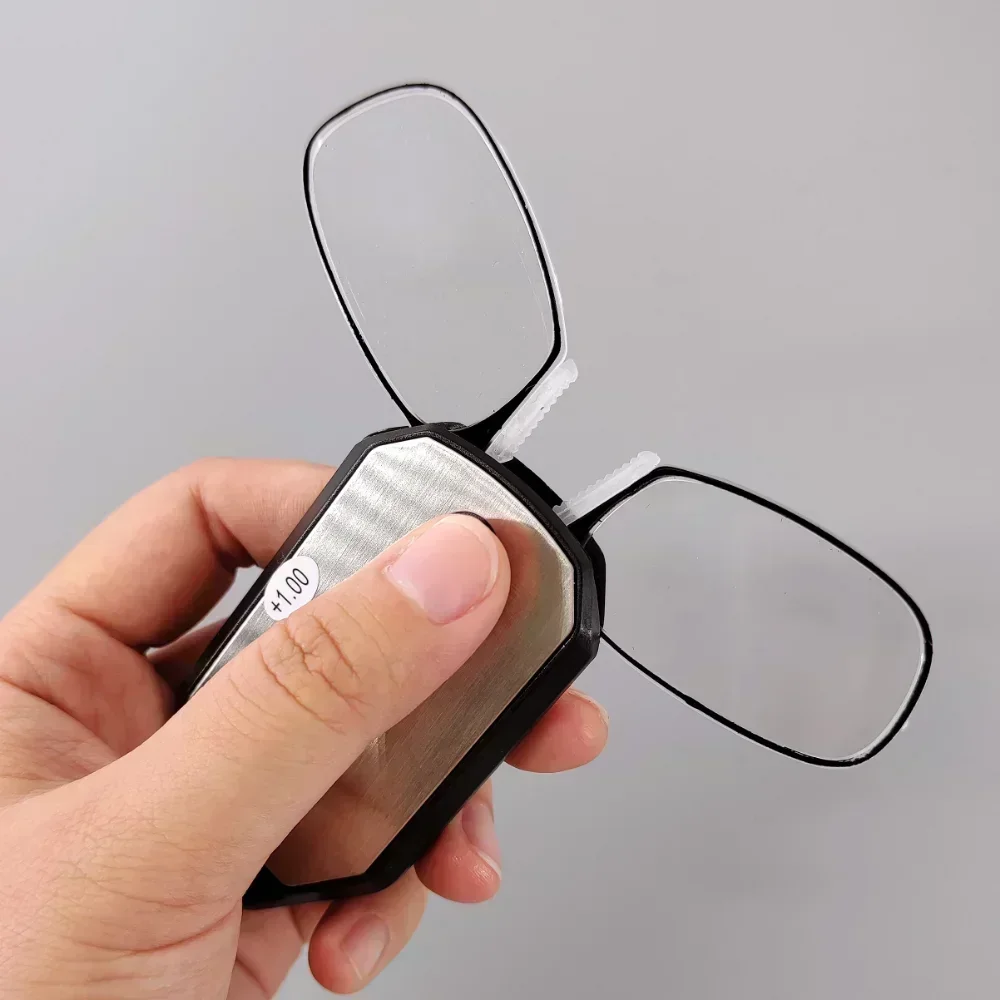 New Nose Clip Reading Glasses for Men Women Portable Hyperopia Glasses Eyeglasses Folding Glasses with Keychain +1.0 To +3.0