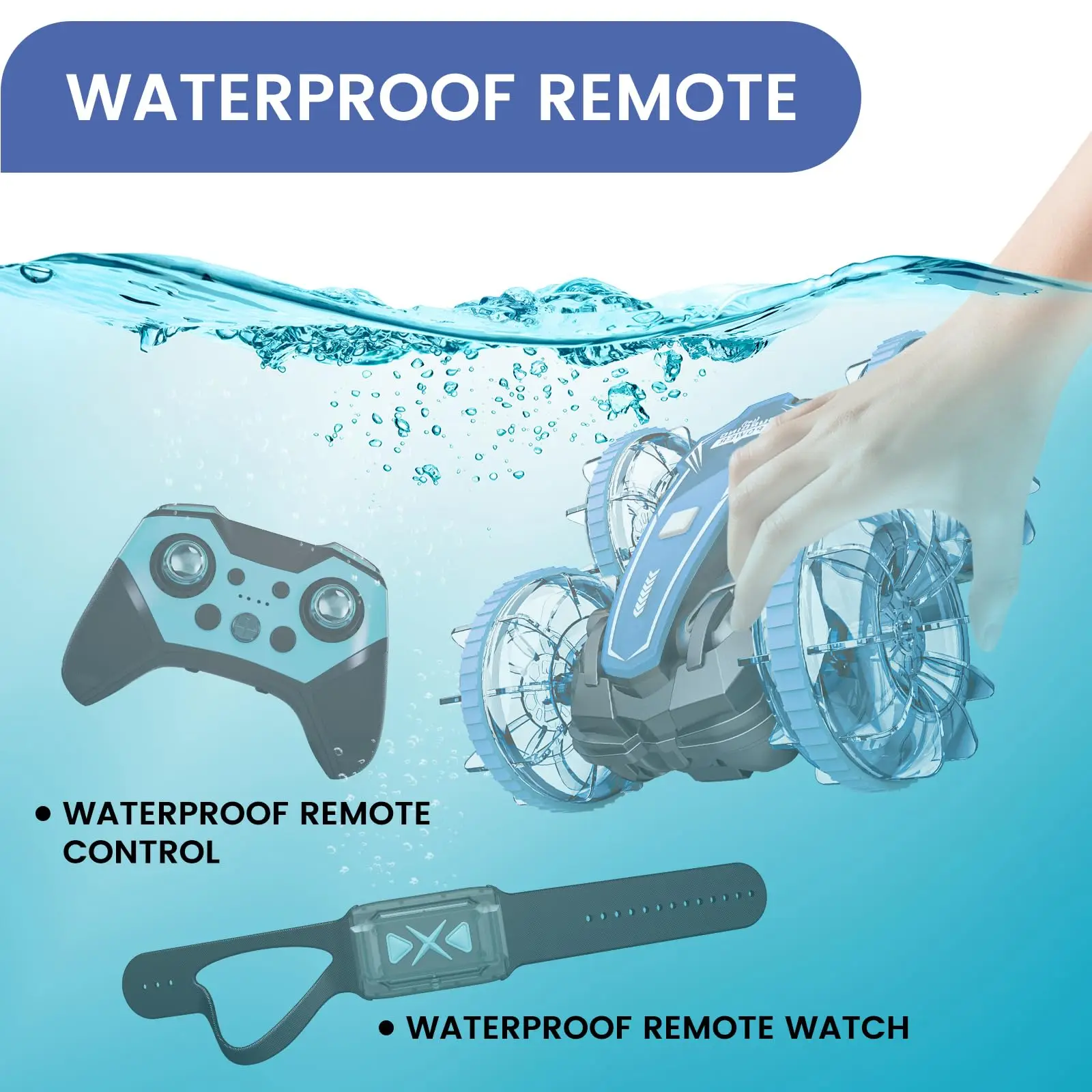 Sinovan Amphibious Remote Control Car for Kids,2.4Ghz Waterproof RC Stunt Cars RC Boat, 4WD Off Road Water Beach Pool Toys Gift