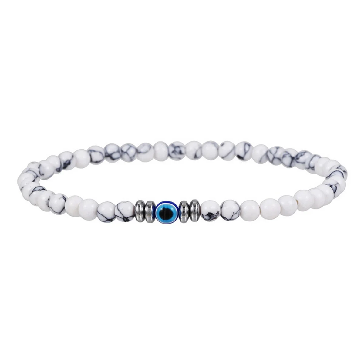 Men's 4mm Natural Lava Stone Tiger Eye Beads Bracelet Turkish Blue Evil Eye Bracelet Prayer Yoga Bangles Jewelry Pulsera Hombre