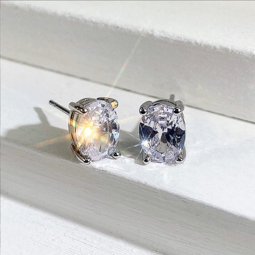 Choucong Drop Ship Top Sell Stud Earrings Moissanite Solitaire Simple Fashion Jewelry Sterg Sier Gold Fill Women Wedding Oval Dia Earring Gift
