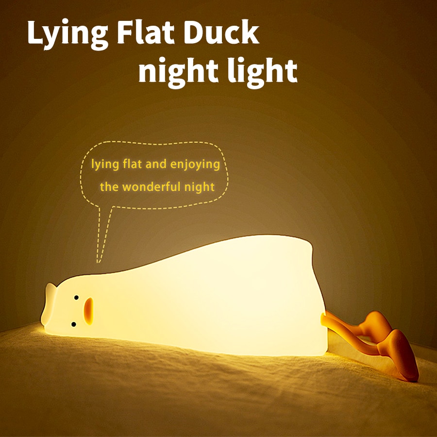 Silicone Duck LED Night Lights Rechargeable Children Clap Nightlights Baby Birthday Gift Touch Sensor Bedroom Decor Bedside Lamp